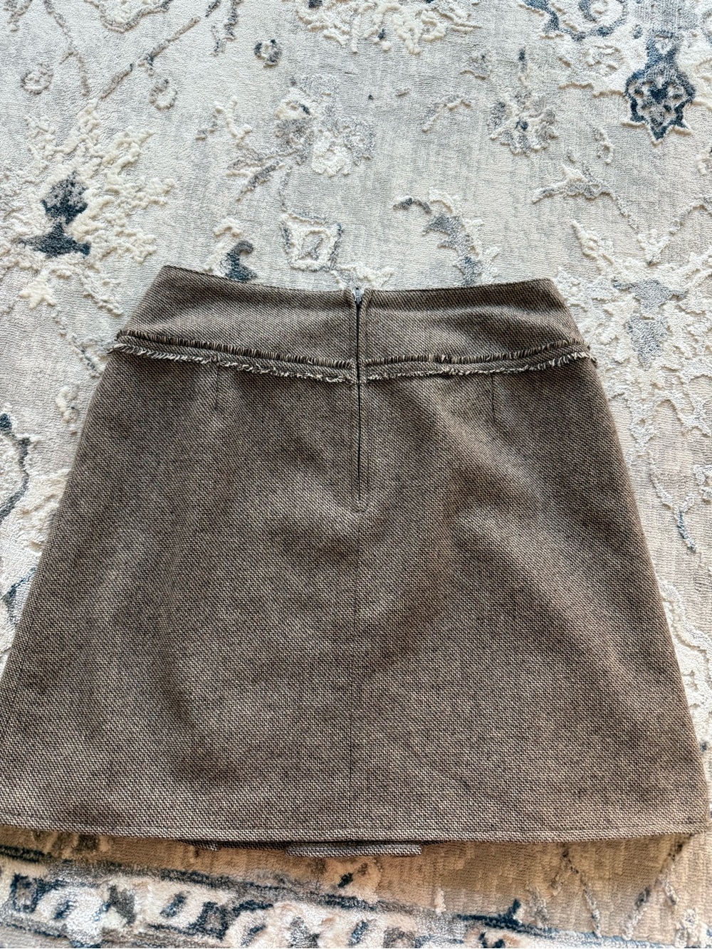 Womens Pleated Wool Tweed Skirt - Brown - Picture 3 of 5